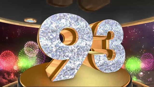 93rd birthday animation in gold and diamonds with fireworks background, 
Animated 93 years Birthday Wishes in 4K