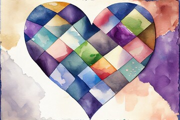Abstract heart shaped quilted designs Background Generative AI Art