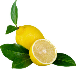 Fresh Lemons withe Leaves - Isolated