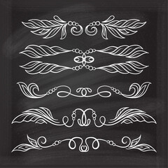 Vintage style dividers collection on the chalk background. Decorative vector elements set.