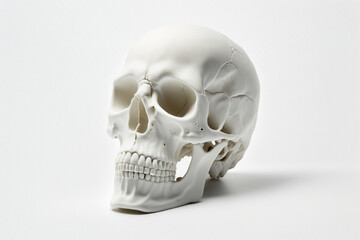 isolated human skull on a white backdrop. Generative AI