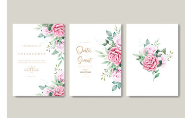 Beautiful watercolor floral wedding invitation template