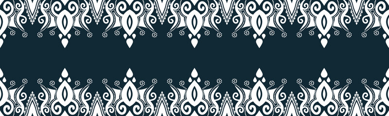 seamless pattern abstract ethnic geometric embroidery design repeating background texture in black and white.wallpaper and clothing. EP.18