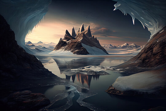 ice gletcher, a cave made of ice