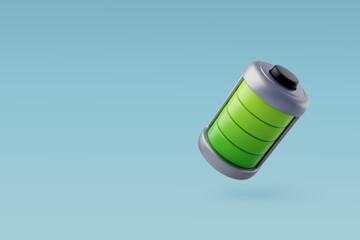 3d Vector Green Ecological Battery, Green Energy, Clean Energy, Environmental Alternative Energy Concept.