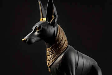 Black Anubis statue from ancient Egypt. Generative AI