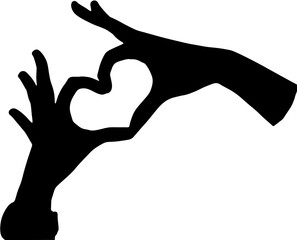 silhouette of a hand in heart symbol
