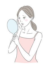 お肌のトラブルに困る女性 目元のたるみ くま くすみ