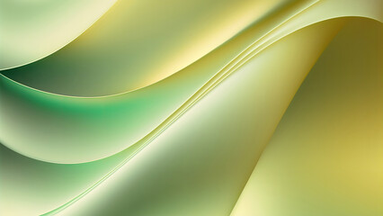 Abstract shimmering green background with gentle waves and silk texture for wallpapers, posters - Generative AI.	