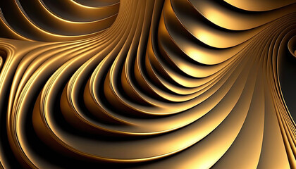 Gold Fractal Background with Silk Satin Texture - Generative AI.