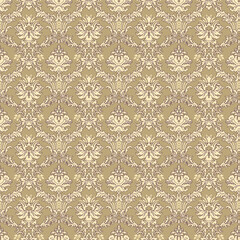 Seamless vector patter rococo style flower on grey background. Romantic vintage floral damask wallpaper design. Luxury baroque fashion textile.
