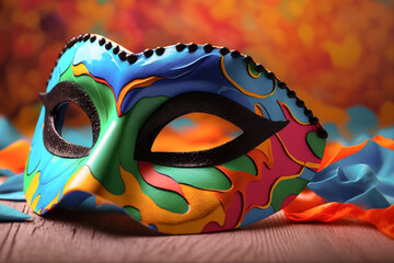 Colorful carnival mask. Masks are elements that predate the consolidation of carnival as a popular festival. Carnival a festival. Major events typically occur during February or early March.