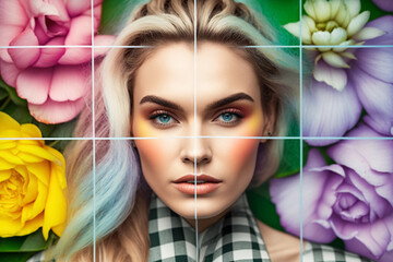 Das Gesicht des Frühlings mit Grid Overlay
erstellt mit "Generativer AI"