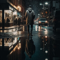 Obraz na płótnie Canvas Reflektionen in der Stadt bei Regen erstellt mit Generativer AI