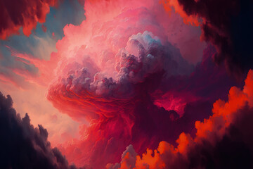 a large hazy crimson cloud. Generative AI