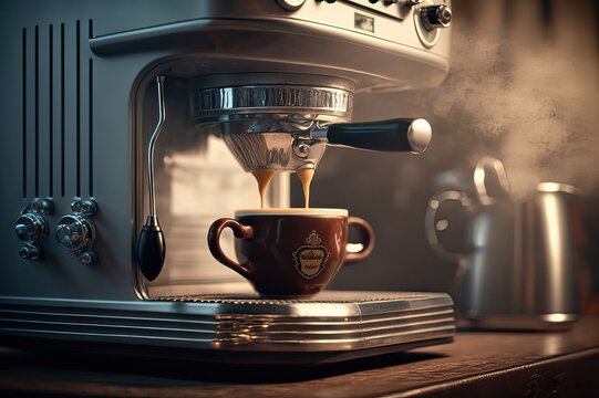 Brew Delicious Espresso at Home with an Espresso Coffee Maker. Photo AI