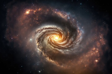 Milky Way galaxy in the cosmos, including stars and cosmic dust. Generative AI