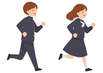 Fototapeta premium 走る学生のイラスト