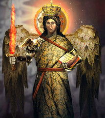 st. archangel Michael with burning sword	