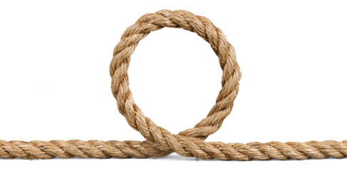 Tied  square knot, linen rope in the shape of a round