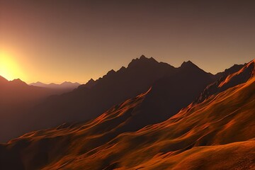 Naklejka premium mountainous landscape with snow, generative ai