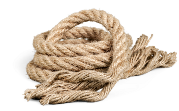 Tied  square knot, linen rope