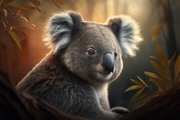 An image of a koala in close up. Generative AI
