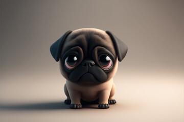 cute pug dog big eye character, AI generate