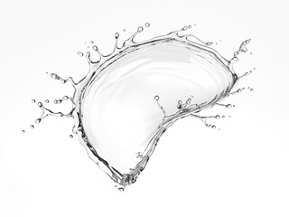 Clear water splashing on white background.3d rendered