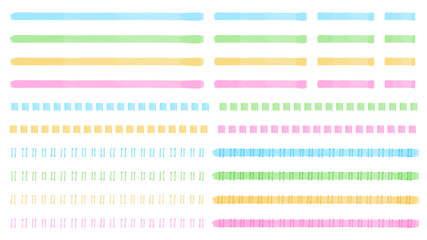 カラフルなパステルカラーのマーカー風飾り罫線セット