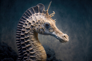 Seahorse of the Mediterranean, Hippocampus guttulatus. Generative AI