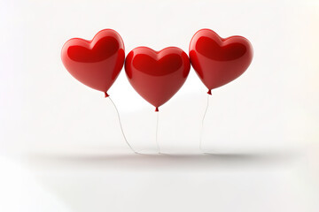 Fototapeta na wymiar Valentine's day heart balloon, photorealistic, flat light background