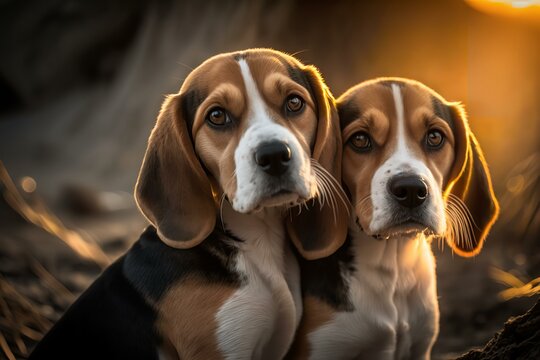 Two beagles dogs