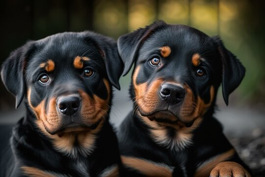 Two rottweilers dogs