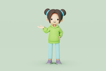 girl character 3d illustration, 3d render