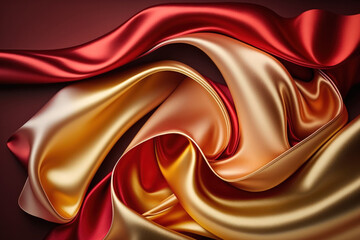 Obraz na płótnie Canvas A beautiful Christmas background, a liquid wave of satin velvet material, an attractive wallpaper design, or an abstract background with wavy folds of silk texture. Generative AI