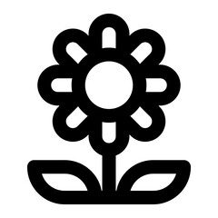 Obraz premium Isolated sunflower in outline icon on white background. Flower blossom, spring, autumn, summer, gardening