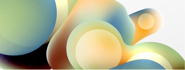 Fluid abstract background, round shapes and circle flowing design for wallpaper, banner, background or landing