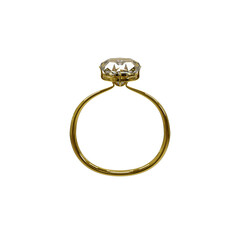 3D Gold diamond Ring isolated on white background.