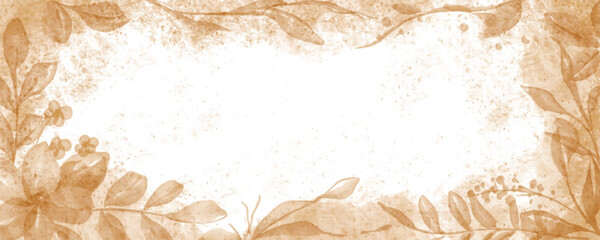 Brown floral abstract watercolor background for banner
