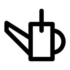 Isolated watering can in outline icon on white background. Gardening, spring