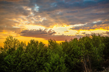 Scenic Northern Michigan Sunset near Lake Michigan Shoreline