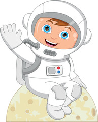 cartoon little boy in astronaut costume