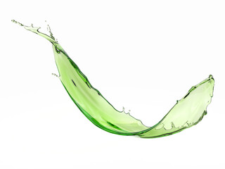 Clear green water splashing on white background.3d rendered