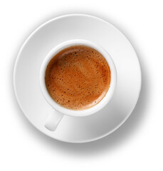 Black cappuccino coffee  in a white cup