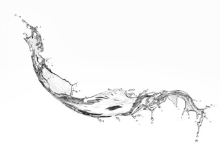 Clear water splashing on white background.3d rendered