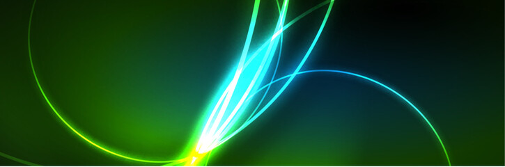 Blue neon glowing lines, magic energy space light concept, abstract background wallpaper design