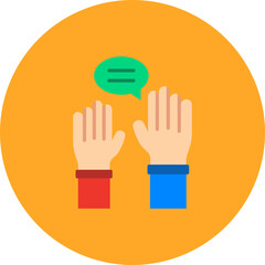 Raise Hand Multicolor Circle Flat Icon