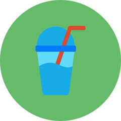 Plastic Cup Multicolor Circle Flat Icon