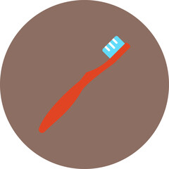 Toothbrush Multicolor Circle Flat Icon